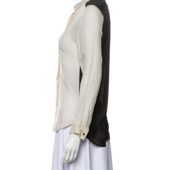 Sandro Silk Contrast Blouse Sz 1 - Picture 2 of 11